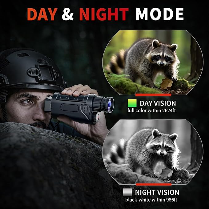 Night Vision Monocular, Portable Night Vision Scope for Outdoor Hunting, Camping, Digital Infrared Night Vision Goggles with 16X Zoom, 1080P Camera & Video Recording, 32GB SD Card Included