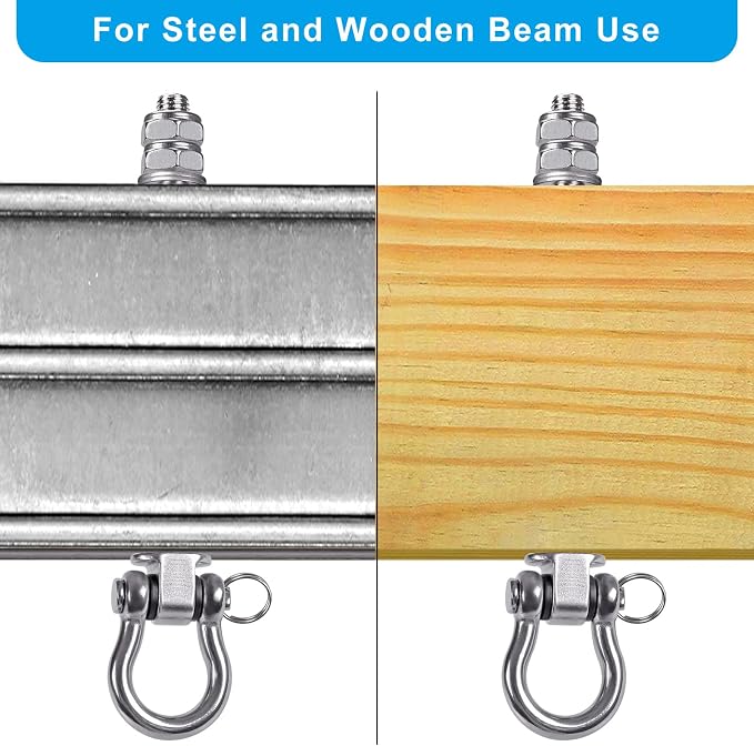 Dolibest Swing Hangers with Bearing - 6 Pack Stainless Steel 304 Swing Hooks for Wood & Metal Beams, Ideal for Hanging Hammocks, Yoga Swings, Porch Swing, Boxing Bag 1500 LB Capacity -7''x M2/5''