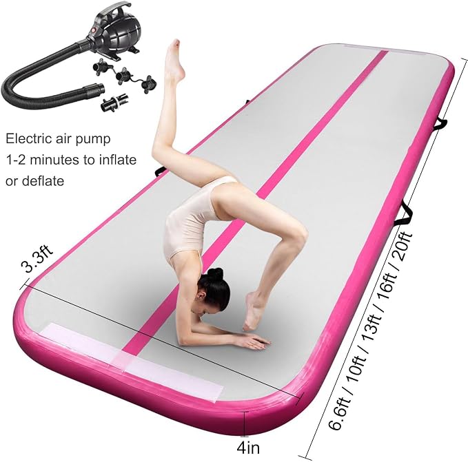 Inflatable Air Gymnastics Track 10ft Training Mats 4 inches Thickness Gymnastics Tracks for Home Use/Cheerleading/Yoga/Water With A Pump