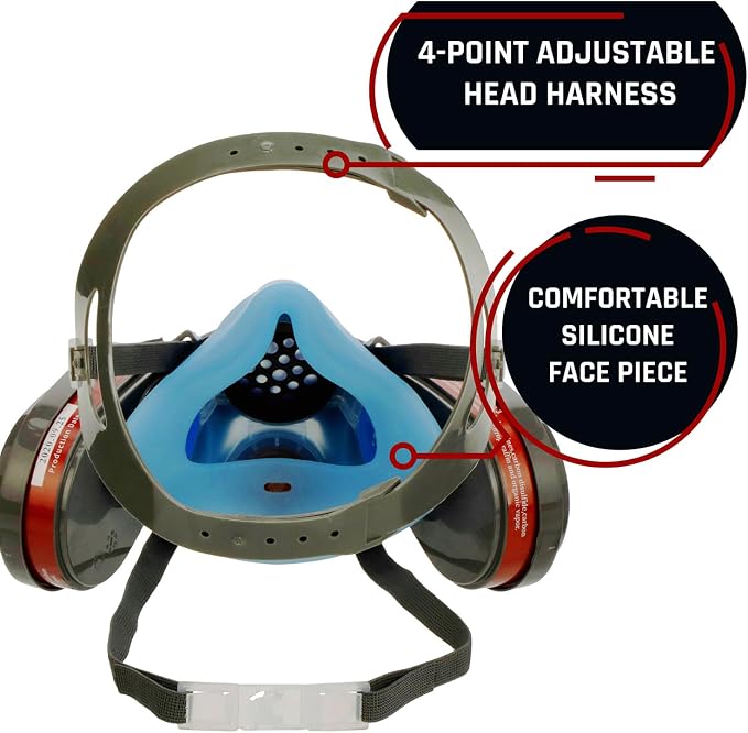 Parcil Distribution Full Face Respirator Mask with Filters – Durable Full Face Respirator Mask, Bayonet Filter Compatible