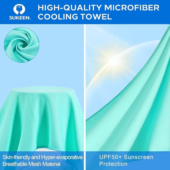 Sukeen Cooling Towel 20 Pack (40"x12") Ice Towel,Bulk Breathable Chilly Twoles,Microfiber Towel for Neck Face for Yoga,Sport,Running,Gym,Workout,Camping,Fitness,Travel & More Activities, Macaron Blue