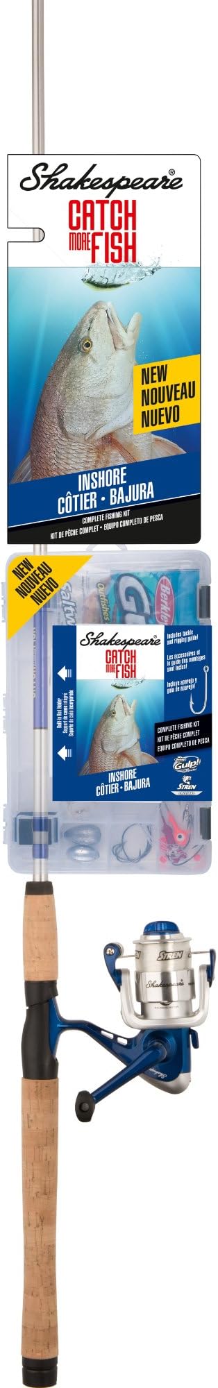Shakespeare Catch More Fish Spinning Reel and Fishing Rod Combo with Kit