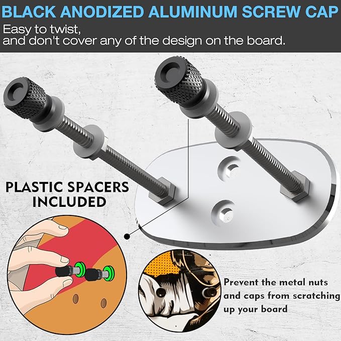 14 Packs Skateboard Wall Mount Aluminum Skateboard Hanger with Two Screw Holes for Display Skateboard Deck Storage Horizontal and Floats Vertically - Silver