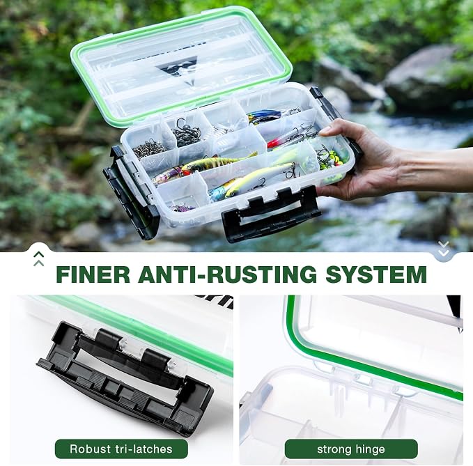 Ghosthorn Waterproof Fishing Tackle Box Organizer 3600 Lure Storage 3 Pack | Clear Tackle Organizer with Removable Dividers for Lures, Hooks and Fishing Gear Portable 3600/3700 Storage Boxes Trays