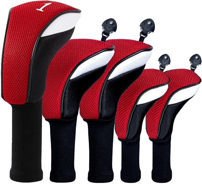 Golf Club Head Cover for Driver Fairway Hybrid 3 Pcs Woods Headcovers, Golf Accessories Head Covers Set with Interchangeable No. Tags 3 4 5 7 X Golf Accessories for Men Women