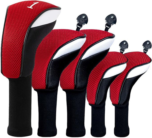 Golf Club Head Cover for Driver Fairway Hybrid 3 Pcs Woods Headcovers, Golf Accessories Head Covers Set with Interchangeable No. Tags 3 4 5 7 X Golf Accessories for Men Women