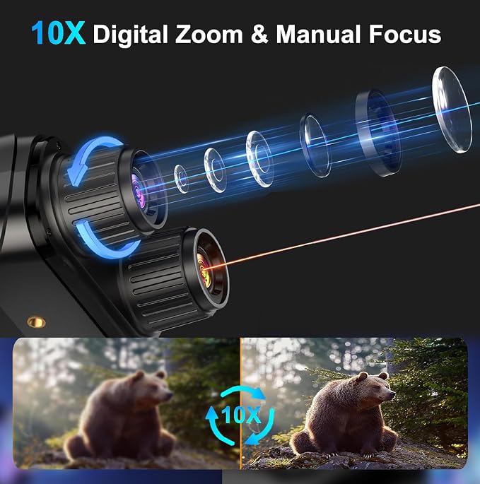 Night Vision Goggles, Hunting Binoculars for Adults, Rechargeable Thermal Binoculars with 10X Digital Zoom,7 IR Levels,32GB TF Card and HD Screen,Capable of Saving Photos Videos for Camping & Security