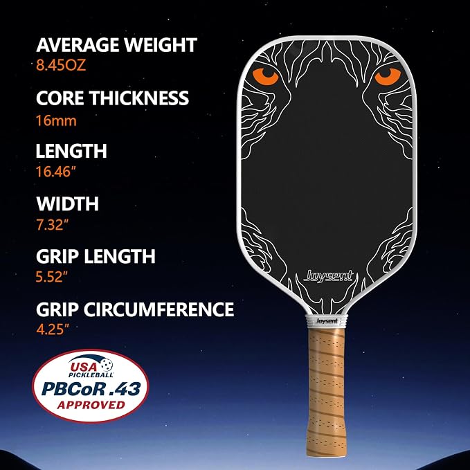 Pickleball Paddles Set, T700 Raw Carbon Fiber Pickleball Paddle, USAPA Approved 16mm Core Power Pickleball Racket for Adults Men Women, Phantom Eye GEN4 Pro