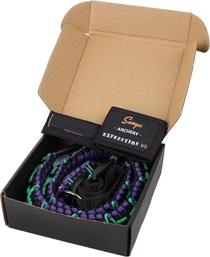 SUNYA Paracord Compound Bow Sling with V2 Upgraded Magnetic Connection System. Lightweight Hands Free Shoulder Carrying Sling for Bow Hunting, Field Archery and 3D