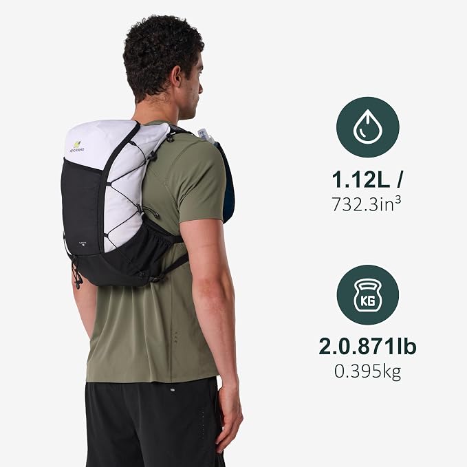 N NEVO RHINO 12L Hydration Backpack with 2 TPU 17oz / 500ML Soft Flasks, Lightweight Running Vest for Women & Men, Running Backpack for Trail Running Marathon Hiking