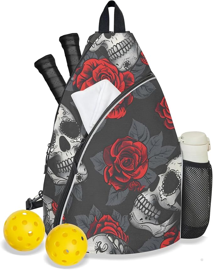 Pickleball Bag for Women Men Adjustable Crossbody Sling Backpack Hold Paddle Accessories