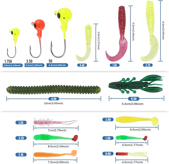 Pure Vie Fishing Topwater Lures Kits Mixed Universal Artificial Soft Baits Tackle Including Crankbaits, Spinnerbaits, Plastic Worms, Frogs, Hooks, Tackle Box - Freshwater Saltwater Fishing Equipment