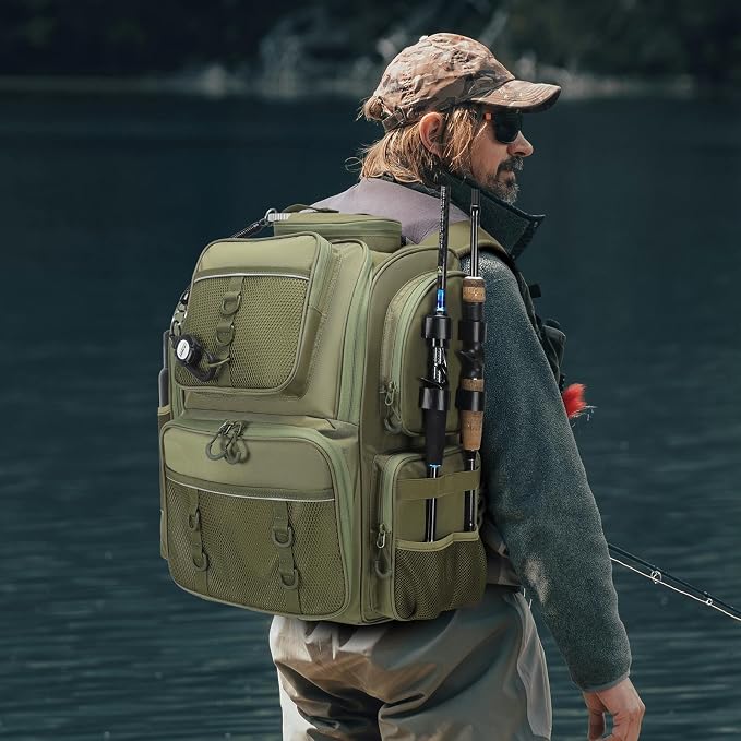 WANOON Fishing Backpack,Tackle Bag,with Tackle Boxes. Large Fishing Bag, Strong Materials