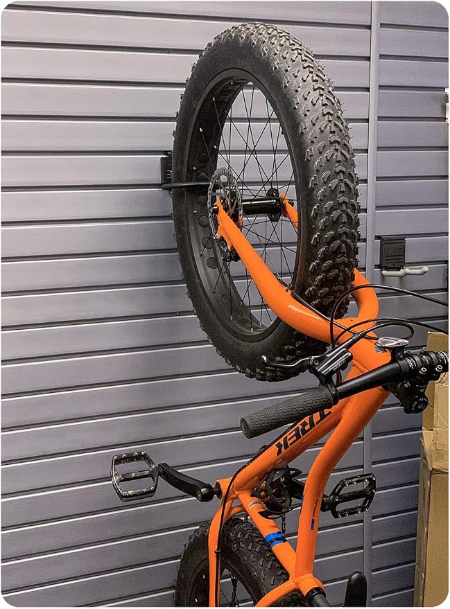 HandiWall Fat Tire Bike Hook with Locking Bracket for Bicycle Storage on Garage Slatwall Panels