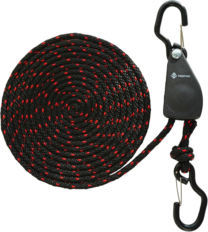 Heavy Duty Ratchet Tie Down Straps with Safety Hooks, Cargo Ratchet Straps for Kayak, Canoe, Truck, Trailer, Motorcycle, Grow Lights & Camping Gear, Securing Straps with Easy Release Ratchet Tightener