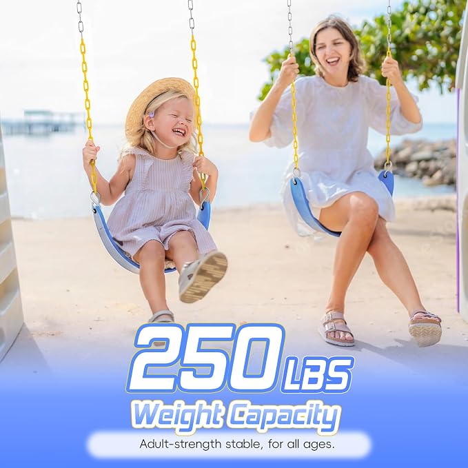 SEKKVY Swing Seats with 66" Heavy Duty Chains, Swing Set Accessories Replacement with Snap Hooks, Toddler Swings Supports 250 lbs for Outdoor Backyard Playground, Indoor Swing for Kids, Blue 1 Pack
