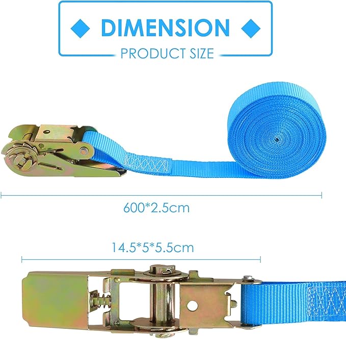 TLGREEN 10 Pcs 1" x 20' Ratchet Staps, Luggage Tie Down Straps, No Hook, Ratchet Strap Heavy Duty,1760 Break Strength Endless Ratchet Straps, Tie-Down Straps for Motorcycles, Trailer, Kayak, Blue