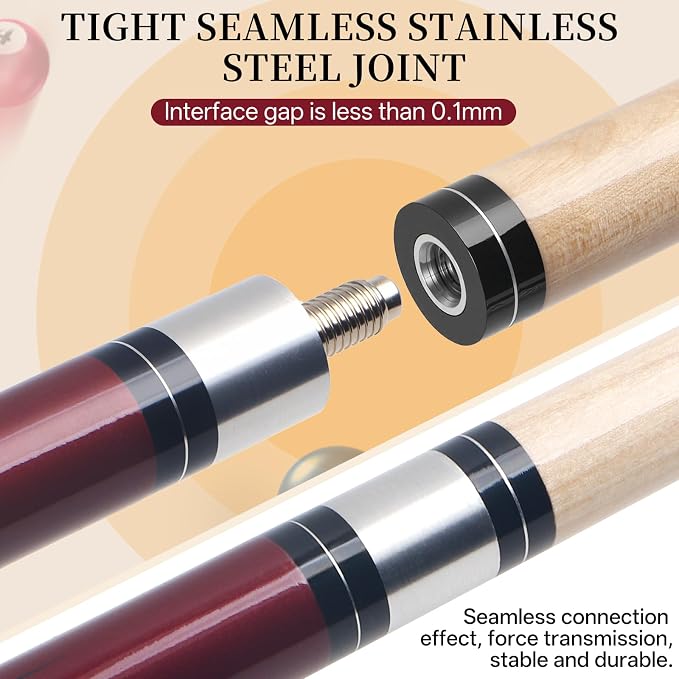 Kmise Pool Stick Set of - 58" Pool Cue Stick, Canadian Maple Professional Billiards Pool Cue, Pool Sticks for Adults, 18~21oz Multiple Colors