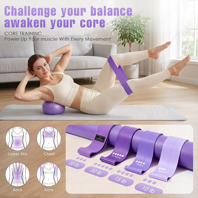 Pilates Kit, Pilates Equipment for Home Workouts, Home Pilates Essentials Kit for Women with Pilates Ring and Ball Set, Socks, Ankle Resistance Bands with Cuffs, Resistance Band and Massage Ball