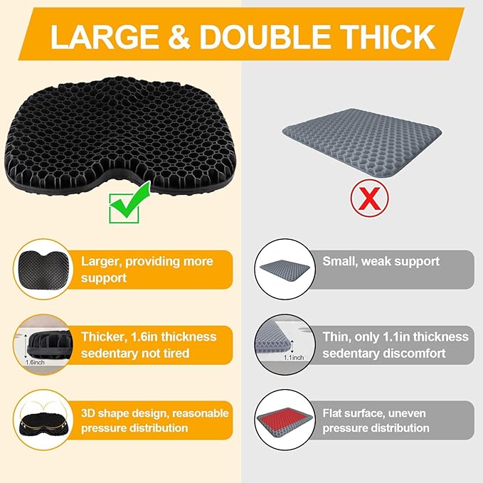 Anti Slip Kayak Seat Cushion,Thick Waterproof Seat Cushion Kayak Gel Seat Pad With Non-Slip Cover For Sit In Kayak Inflatable Kayak Canoe & Boat Kayak Accessories For Fishing Water Sports Outdoors