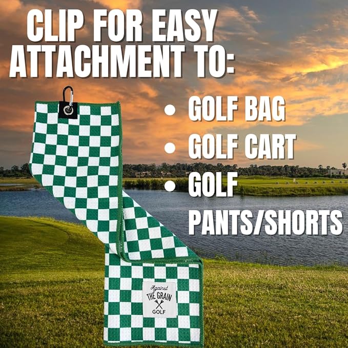 Against The Grain Golf Club Cleaning Kit - Includes Water Golf Club Brush & Microfiber Golf Towel (12"x20") Perfect Golf Bag Accessories for Men & Women Golf Gifts for Men