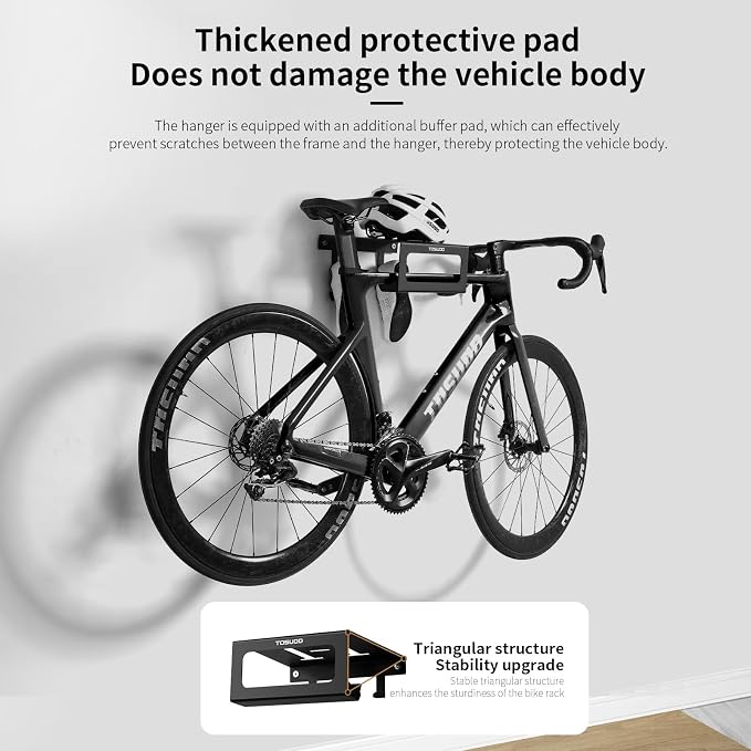 Heavy Duty Bike Wall Mount Rack - 15kg (33lbs) Capacity for Garage & Indoor | with Shelf & Hooks for Helmet, Shoes, Pump | Fits Mountain & Road Bicycles