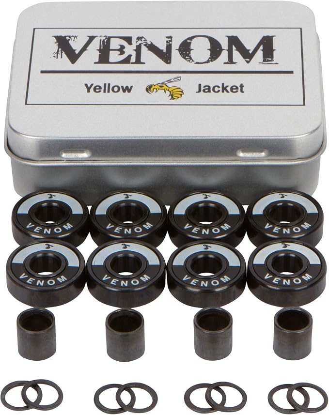 Yellow Jacket Premium Skateboard Bearings – Titanium Coated, Ceramic Balls – Pro Longboard – High Speed, Precision for Skateboards, Longboards, Skates