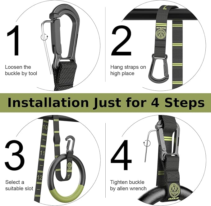 QUOLIX Gymnastic Rings with Adjustable Straps, Non-Slip Pull Up Rings with Straps, 1300lbs Exercise Rings with Straps for Home, Gymnastics Rings for Home Gym, Workout, Exercise, Training, Calisthenic