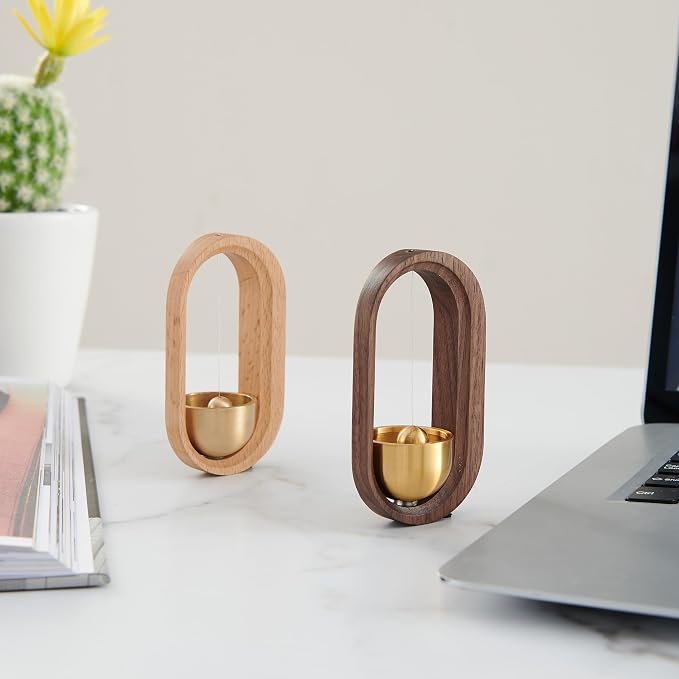 Shopkeepers Bell - Magnetic Attached Doorbell for Door Opening - Unique Office Ornament and Hanging Decoration for Business Entrance, Fridge Sticker and Barn Door (Side-Fixing-Walnut)