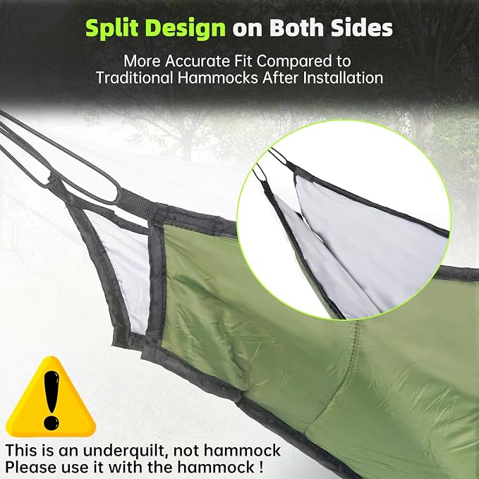 Hammock Underquilt for Camping - Full Length Orange Lightweight Warm Quilt for 3-4 Seasons (41-68°F) - Soft & Durable for Hiking, Backpacking, Beach, Travel - Holds Up to 500lbs