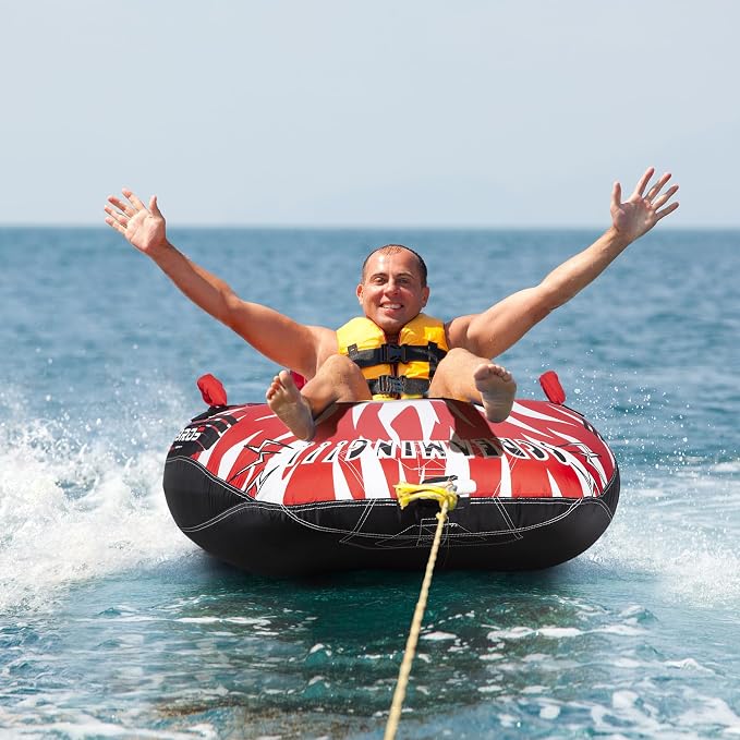 ZOOMBROS Towable Tube for Boating 2-Person, Secure Cockpit Seating for Kids & Family Safety, Heavy-Duty Water Sport Towables Large Capacity with Quick Connector, Less Drag