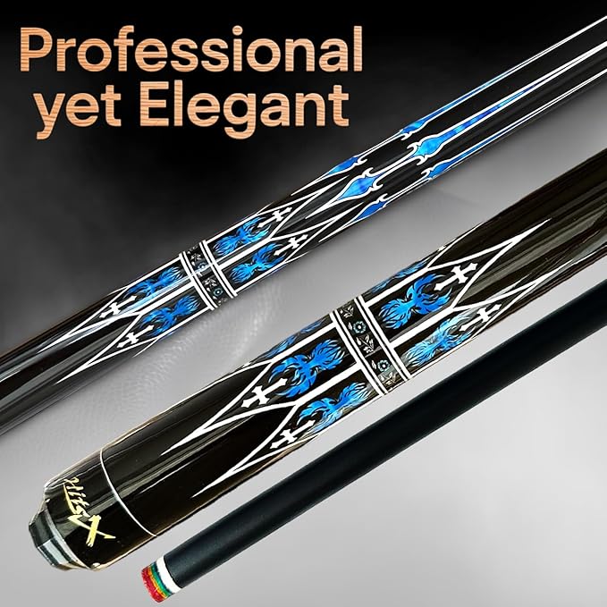 Tai ba cues Fibergalss Shaft Pool Stick with case, 13mm Multilayer Leather Tip, 58", Hardwood Canadian Maple Professional Billiard Pool Cue Stick, Quick-Release Joint, 18, 19, 20, 21 Oz (Selectable)