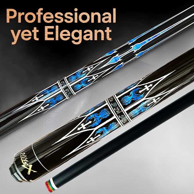 Tai ba cues Fibergalss Shaft Pool Stick with case, 13mm Multilayer Leather Tip, 58", Hardwood Canadian Maple Professional Billiard Pool Cue Stick, Quick-Release Joint, 18, 19, 20, 21 Oz (Selectable)