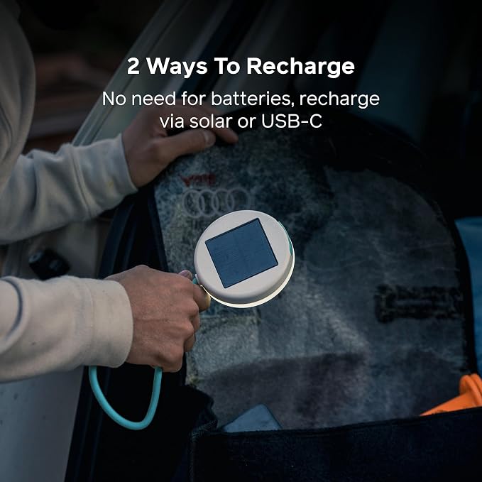 BioLite Solar FlexLight - Hands-Free, 40 Lumen Adjustable Rechargeable LED Work Light with 14" Flexible Silicone Arm, Dual Solar & USB-C Charging