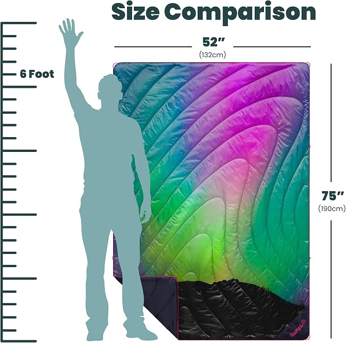 Rumpl Original Puffy 1-Person Blanket for Camping and Outdoors, Northern Lights
