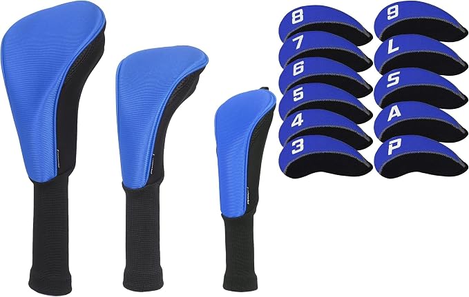 Crafrsman Golf Neoprene Iron Cover Set Blue and Black Golf Headcover Set