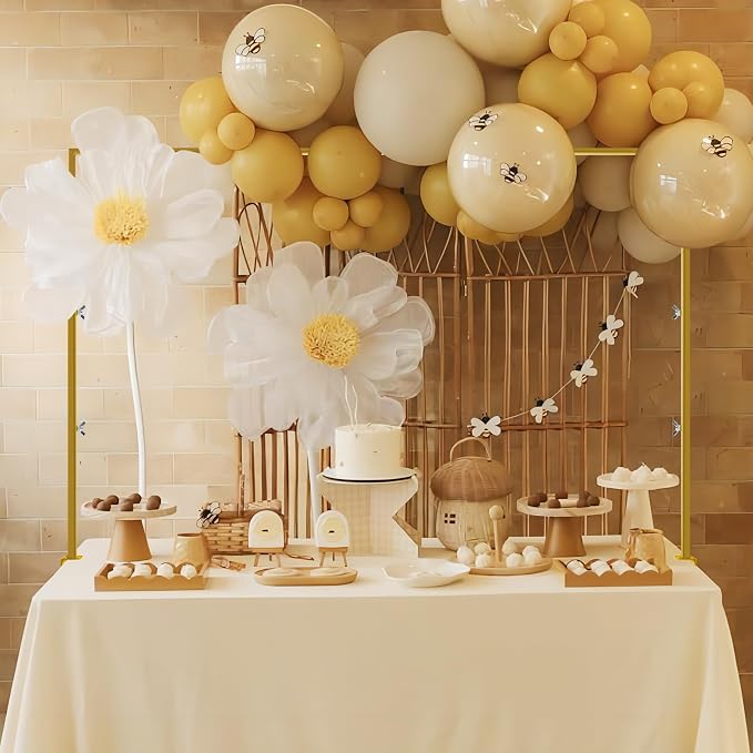 Over The Table Rod Stand with Clamps - Adjustable Table Arch Stand, Metal Table Rod for Wedding, Birthday, Halloween, and Christmas Decorations (29"-97" Length, 26"-42" Tall, Gold)