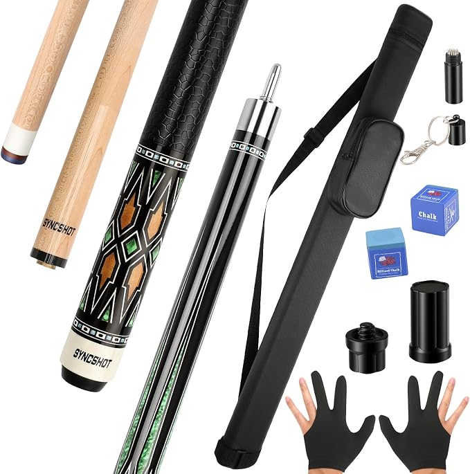 Professional Pool Cue Stick with Hard Case, 58" Canadian Maple Billiard Cue & 12.5mm Multi-Layer Rainbow Tip, Pool Cue Set with 3 Accessories, 19/20/21oz Billiard Stick (Selectable)