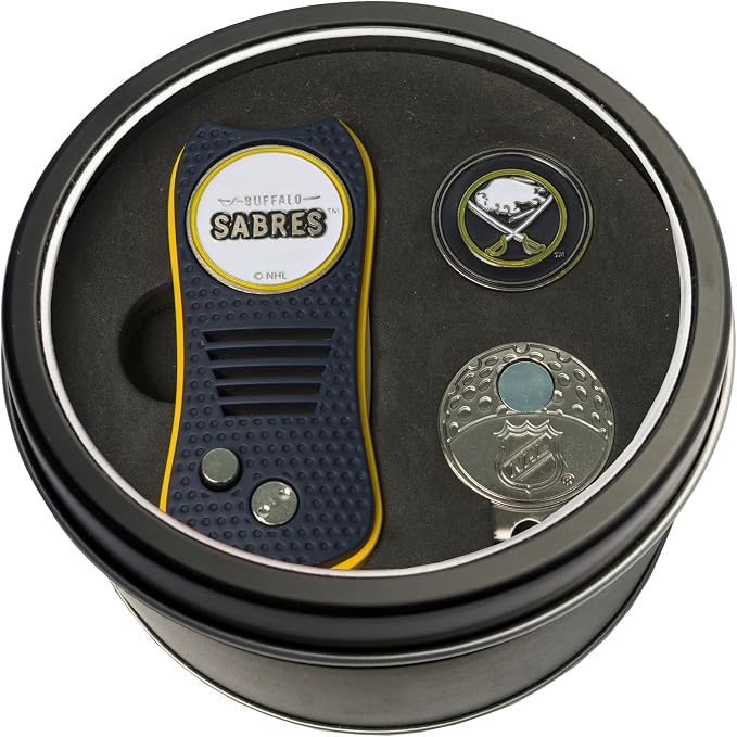 Team Golf NHL Gift Set Switchblade Divot Tool, Cap Clip, & 2 Double-Sided Enamel Ball Markers, Patented Design, Less Damage to Greens, Switchblade Mechanism