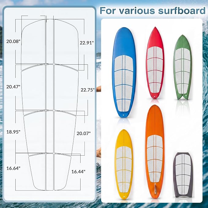 Nuanchu 12 Pcs Sup Deck Traction Pad Tail Pads Skid Proof for Stand up Paddle Board Long Board Surfboard Performance EVA 23.62 x 11.5 x 2 Inches