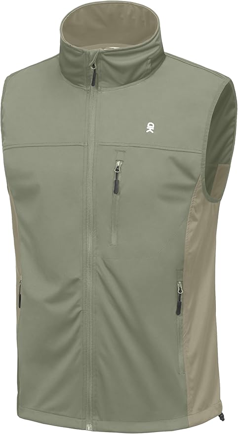 Little Donkey Andy Men's Lightweight Softshell Vest, Windproof Sleeveless Jacket for Running, Hiking, Cycling, Golf