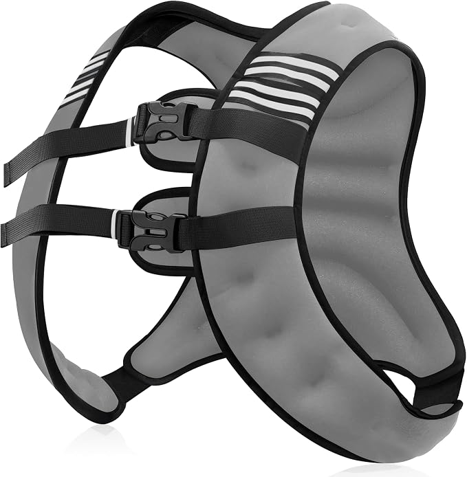 NATURELUX Weighted Vest Men or Women - 5/10/15/20/25/30lbs Weights with Reflective Stripe, Weighted Vest for Workout Equipment for Strength Training Running - Walking Weight Loss