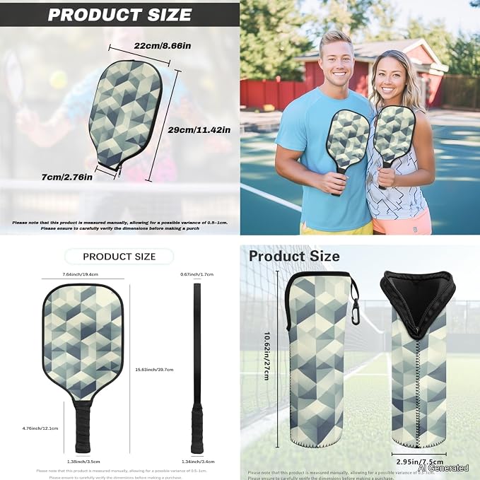 Pickleball Paddles Set 3PCS Pickleball Paddle Case Pickleball Racket Pickleball Bag Ideal for Beginners Gifts