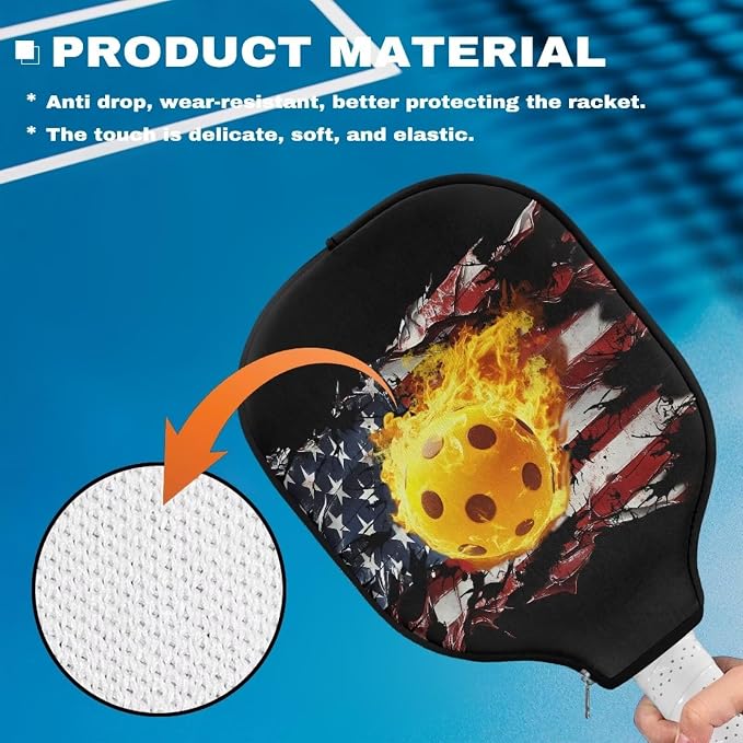 Pickleball Paddle Covers Only for Men and Women Zipper Closure Protection and Decoration
