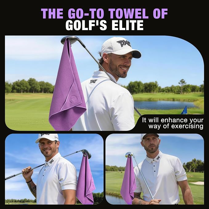 Hiker Bundle 2 Golf Club Cleaning Brush and Magnetic Towel Set - Ultra-Absorbent Microfiber Waffle Towel with Carabiner, Groove Cleaner Tool Retractable Zipline for Golf Bag Accessories (2 Items