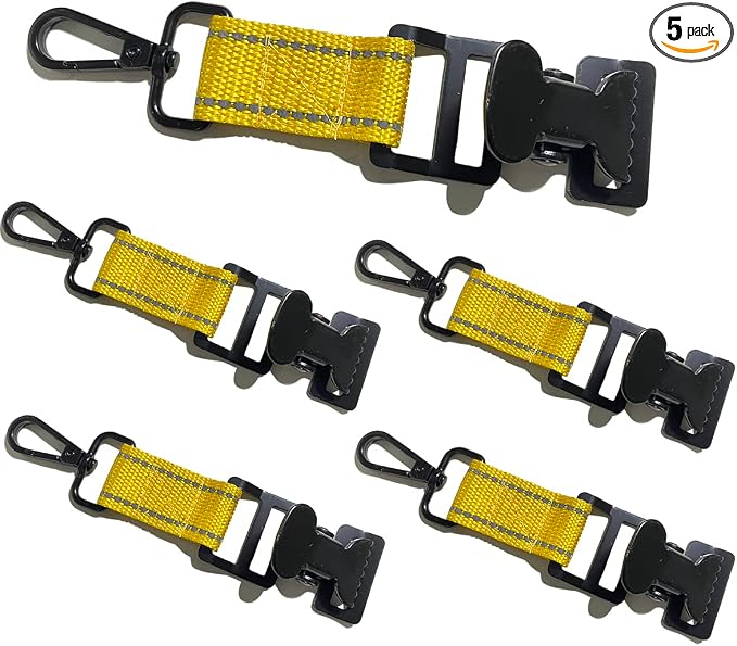 ZHIRONGFA Firefighter Glove Clip Holder for Work Gear Strap, Safety Rescue Drying Tools for Clothes, Towels, Car Mats, Bathroom Mats, 5 Pack 6 Inch (Yellow)