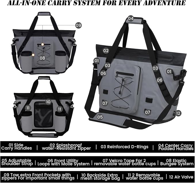 MORXPLOR Insulated Fish Cooler Kill Bag with Flat Bottom-26x18 31x14 40x16 50x18 60x20 70x25 Inches Waterproof Fishing tackle Kill Cooler Bag