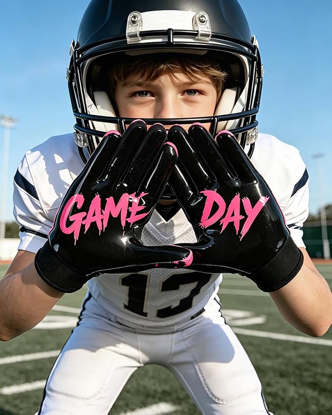 RIGWARL Football Gloves Adult Men, Youth Kids Football Gloves with Super Sticky Grip, Receiver Glove Adult Youth Kids Best Gift for Father‘s Day