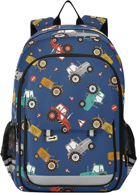 Fisyme Farm Tractors School Backpack Laptop Backpacks Bags Bookbag Travel Casual Computer Notebooks Daypacks