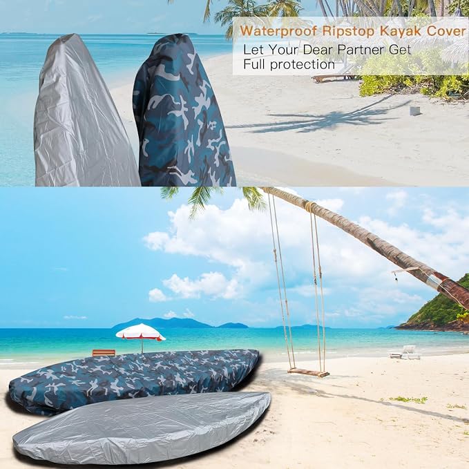 420D Durable 2.6m-6m/7.8-18ft,7 Sizes, 9 Color Durable Kayak Cover Canoe Cockpit Dust Cover, Waterproof UV Sunblock Shield Protector for Fishing Boat,Kayak,Canoe,Paddle Board